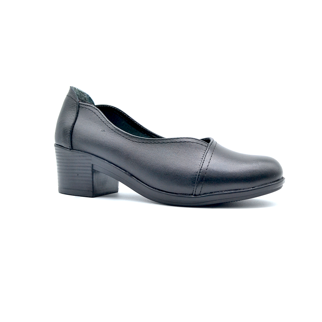 ShoeBox Orthopedic heeled shoe, 5 cm heel, genuine leather, model 05, black