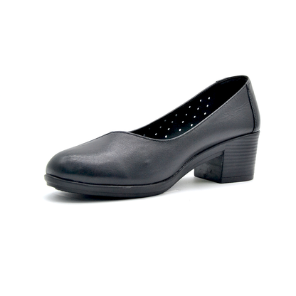 ShoeBox Orthopedic heeled shoe, 5 cm heel, genuine leather, model 06, black
