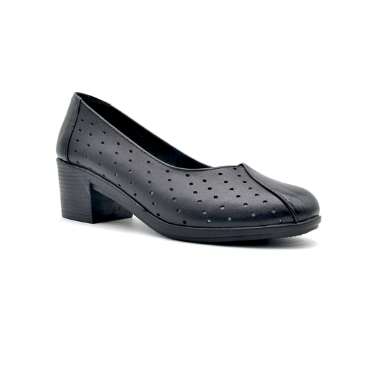 ShoeBox Orthopedic heeled shoe, 5 cm heel, genuine leather, model 06, black