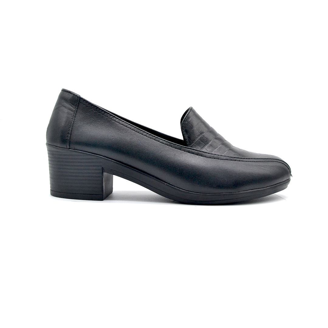 ShoeBox Orthopedic heeled shoe, 5 cm heel, genuine leather, model 09, black