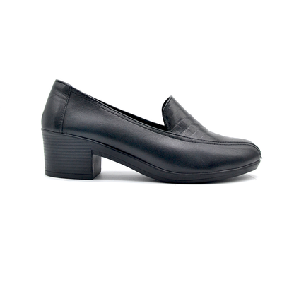 ShoeBox Orthopedic heeled shoe, 5 cm heel, genuine leather, model 09, black