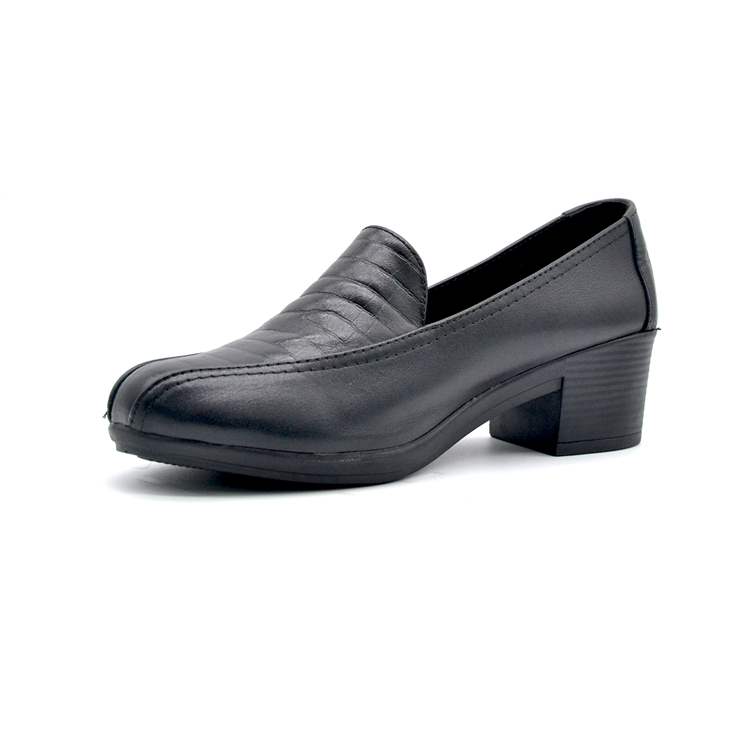 ShoeBox Orthopedic heeled shoe, 5 cm heel, genuine leather, model 09, black