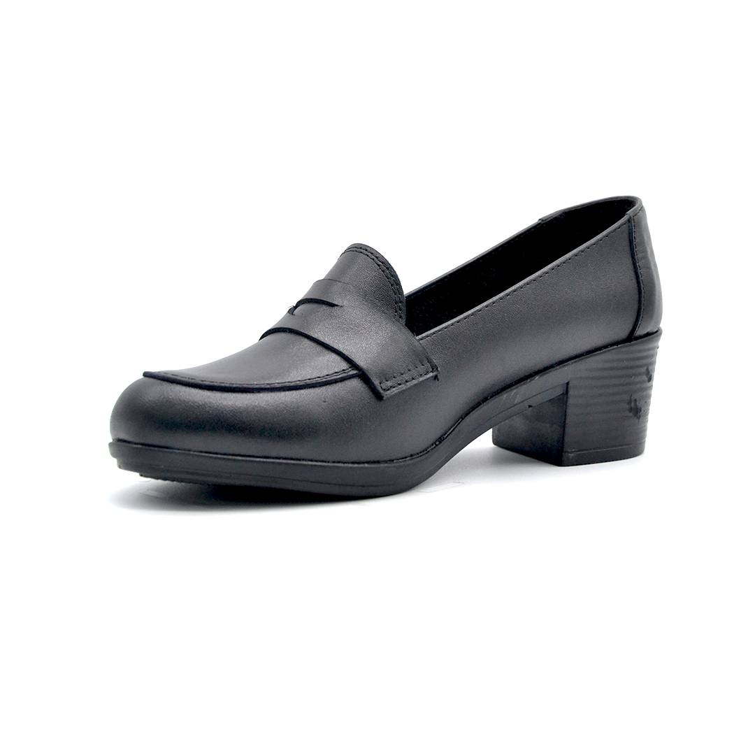 ShoeBox Orthopedic heeled shoe, 5 cm heel, genuine leather, model 11, black