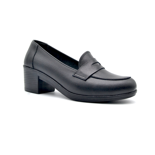 ShoeBox Orthopedic heeled shoe, 5 cm heel, genuine leather, model 11, black
