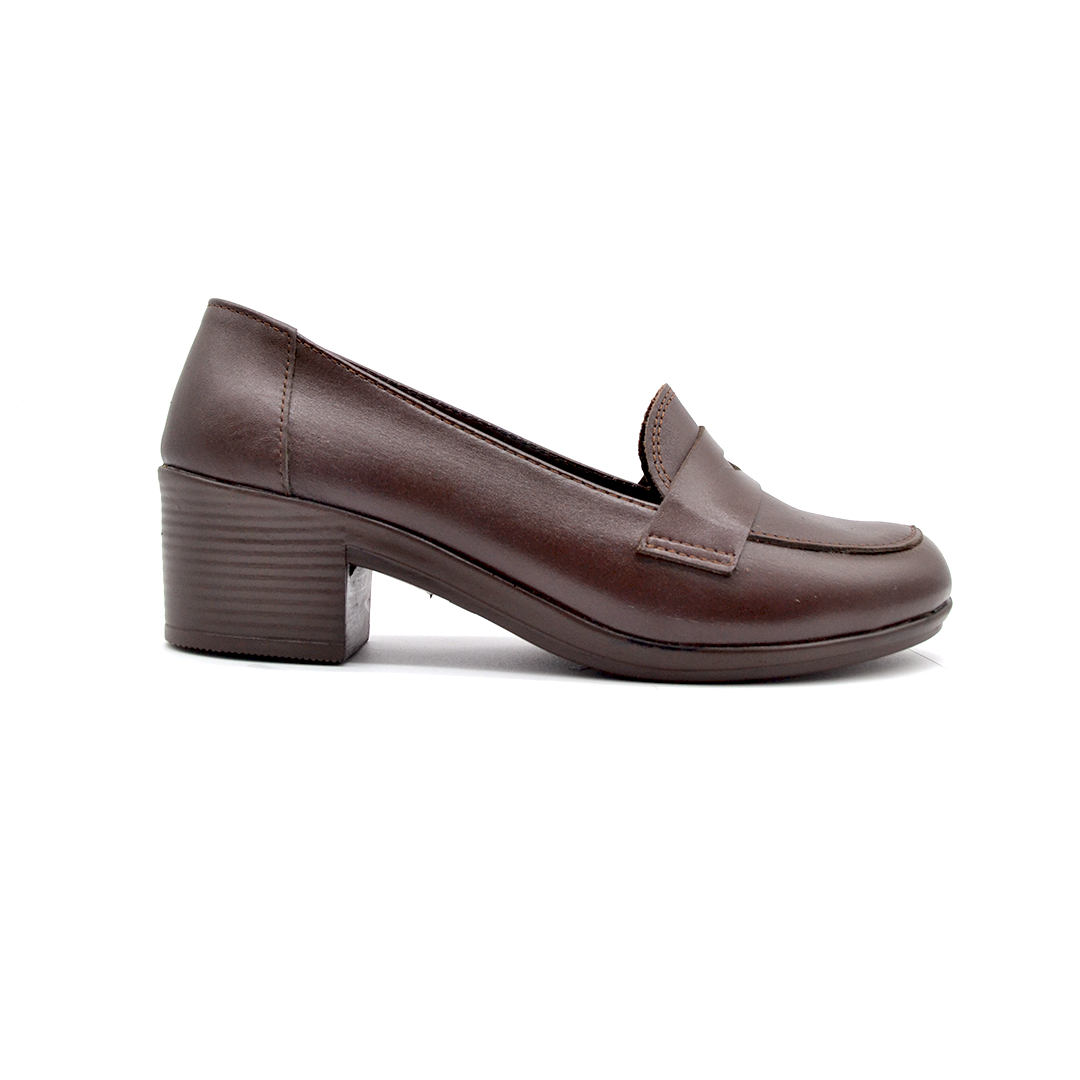 ShoeBox Orthopedic heeled shoe, 5 cm heel, genuine leather, model 11, brown