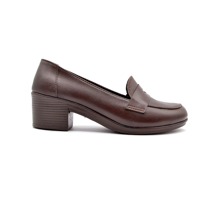ShoeBox Orthopedic heeled shoe, 5 cm heel, genuine leather, model 11, brown