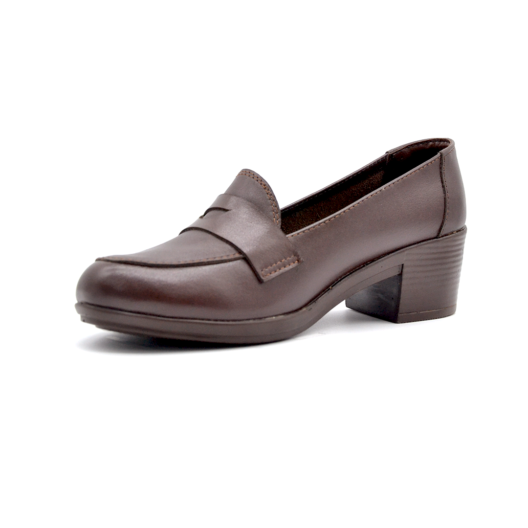 ShoeBox Orthopedic heeled shoe, 5 cm heel, genuine leather, model 11, brown