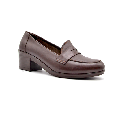 ShoeBox Orthopedic heeled shoe, 5 cm heel, genuine leather, model 11, brown