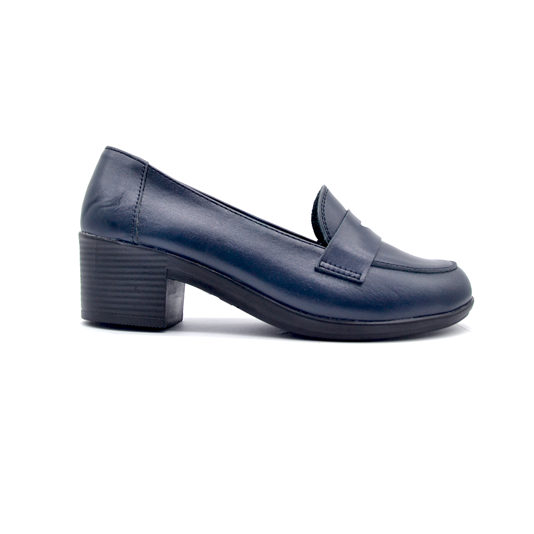 ShoeBox Orthopedic heeled shoe, 5 cm heel, genuine leather, model 11, navy