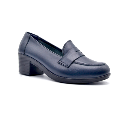 ShoeBox Orthopedic heeled shoe, 5 cm heel, genuine leather, model 11, navy