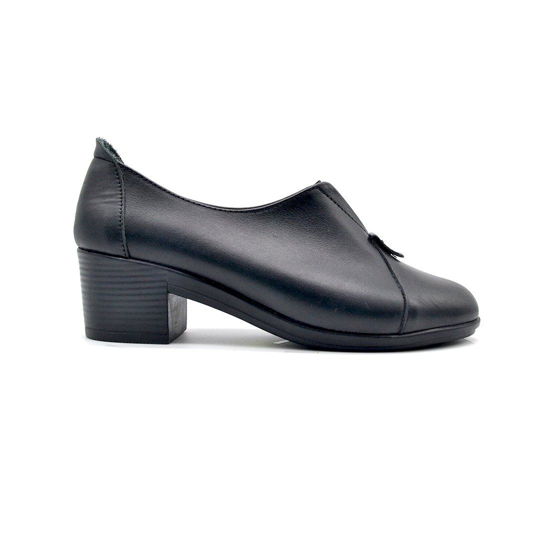 ShoeBox Orthopedic heeled shoe, 5 cm heel, genuine leather, model 12, black