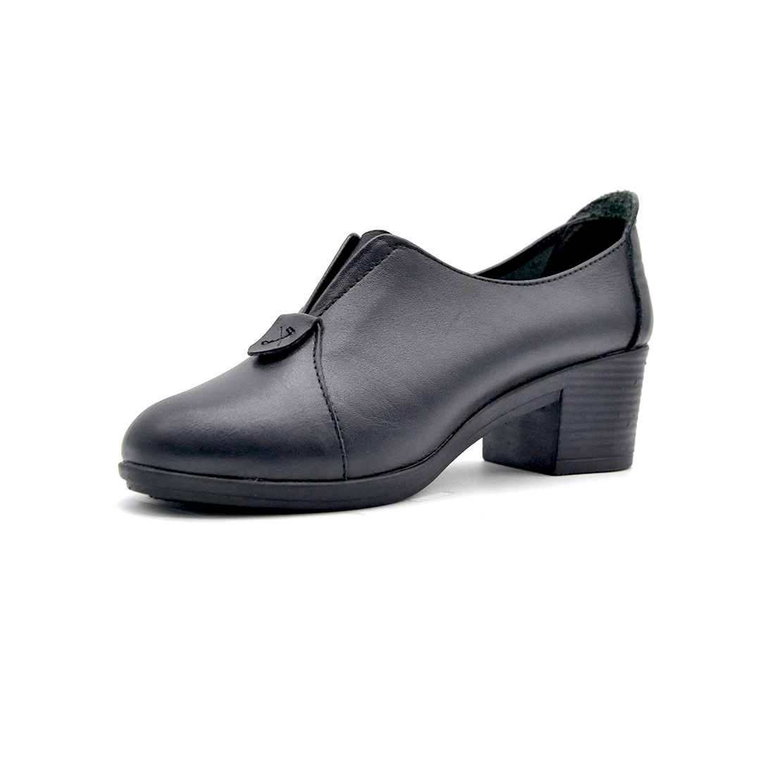 ShoeBox Orthopedic heeled shoe, 5 cm heel, genuine leather, model 12, black