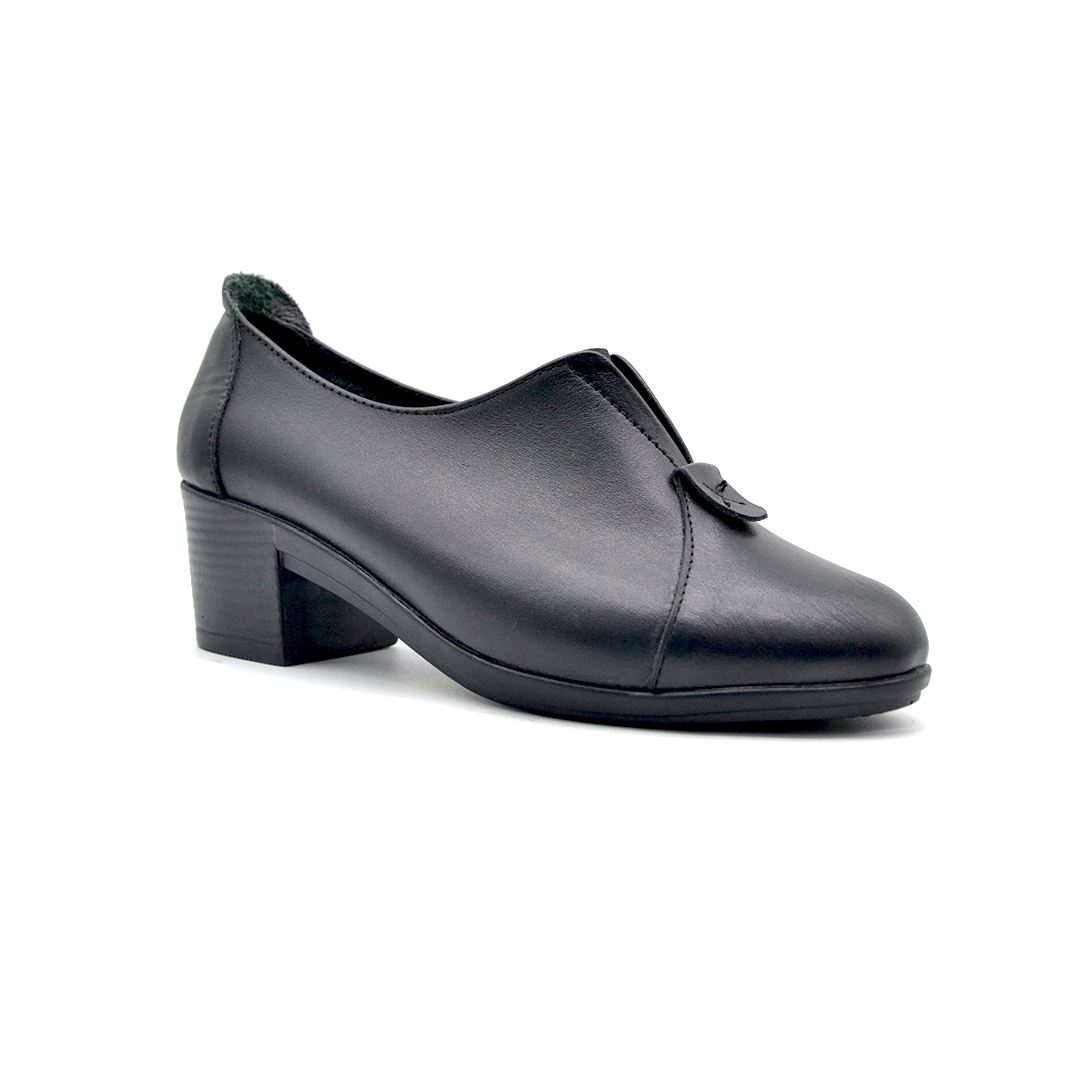 ShoeBox Orthopedic heeled shoe, 5 cm heel, genuine leather, model 12, black