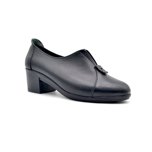 ShoeBox Orthopedic heeled shoe, 5 cm heel, genuine leather, model 12, black