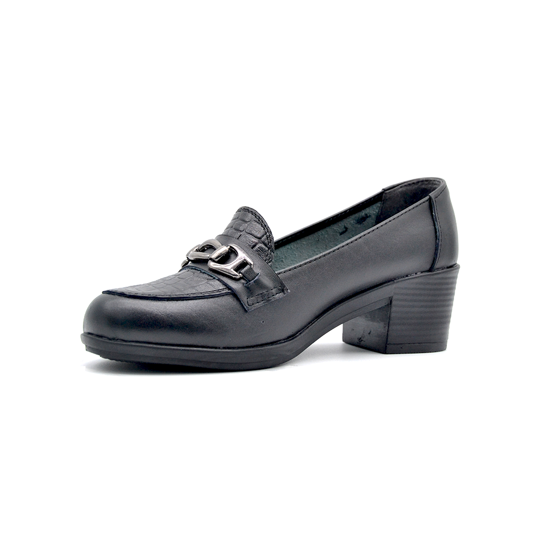 ShoeBox Orthopedic heeled shoe, 5 cm heel, genuine leather, model 13, black
