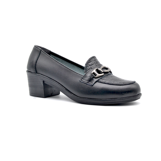 ShoeBox Orthopedic heeled shoe, 5 cm heel, genuine leather, model 13, black