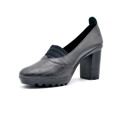 ShoeBox Orthopedic heeled shoe, 8 cm heel, genuine leather, model 37, black