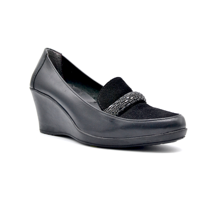 ShoeBox Orthopedic Rocky shoe, 6 cm heel, genuine leather, model 57, black