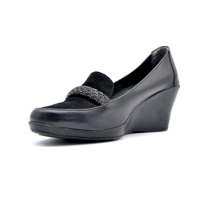 ShoeBox Orthopedic Rocky shoe, 6 cm heel, genuine leather, model 57, black