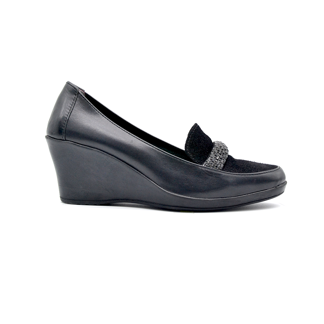 ShoeBox Orthopedic Rocky shoe, 6 cm heel, genuine leather, model 57, black