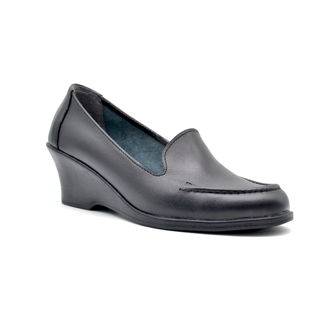 ShoeBox Orthopedic Rocky shoe, 6 cm heel, genuine leather, model 60, black
