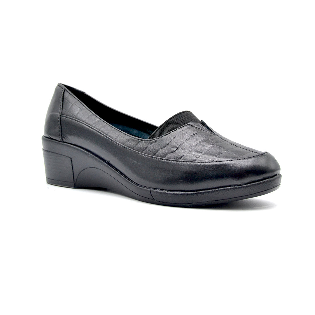 ShoeBox Orthopedic Rocky shoe, 4 cm heel, genuine leather, model 61, black