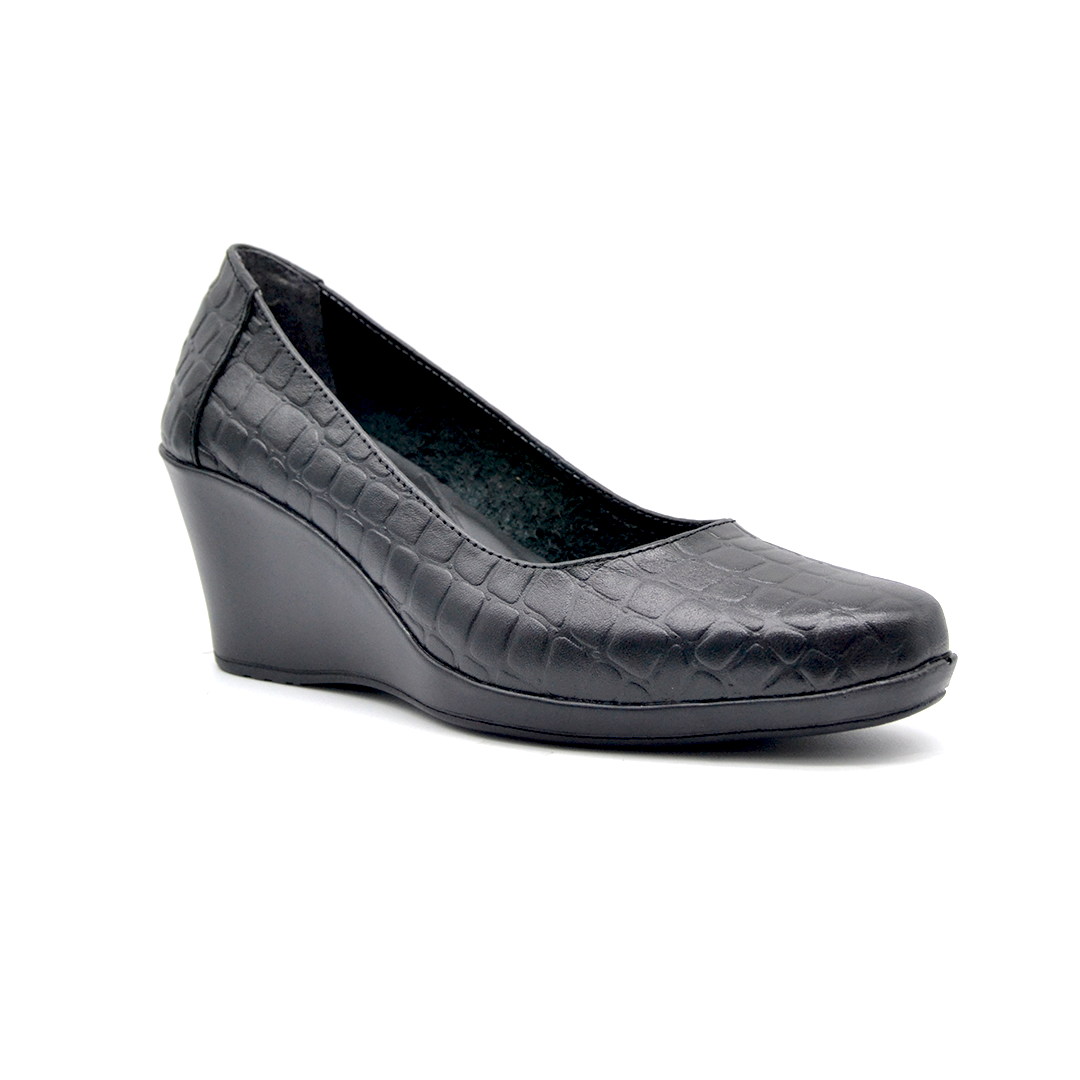ShoeBox Orthopedic Rocky shoe, 6 cm heel, genuine leather, model 62, black