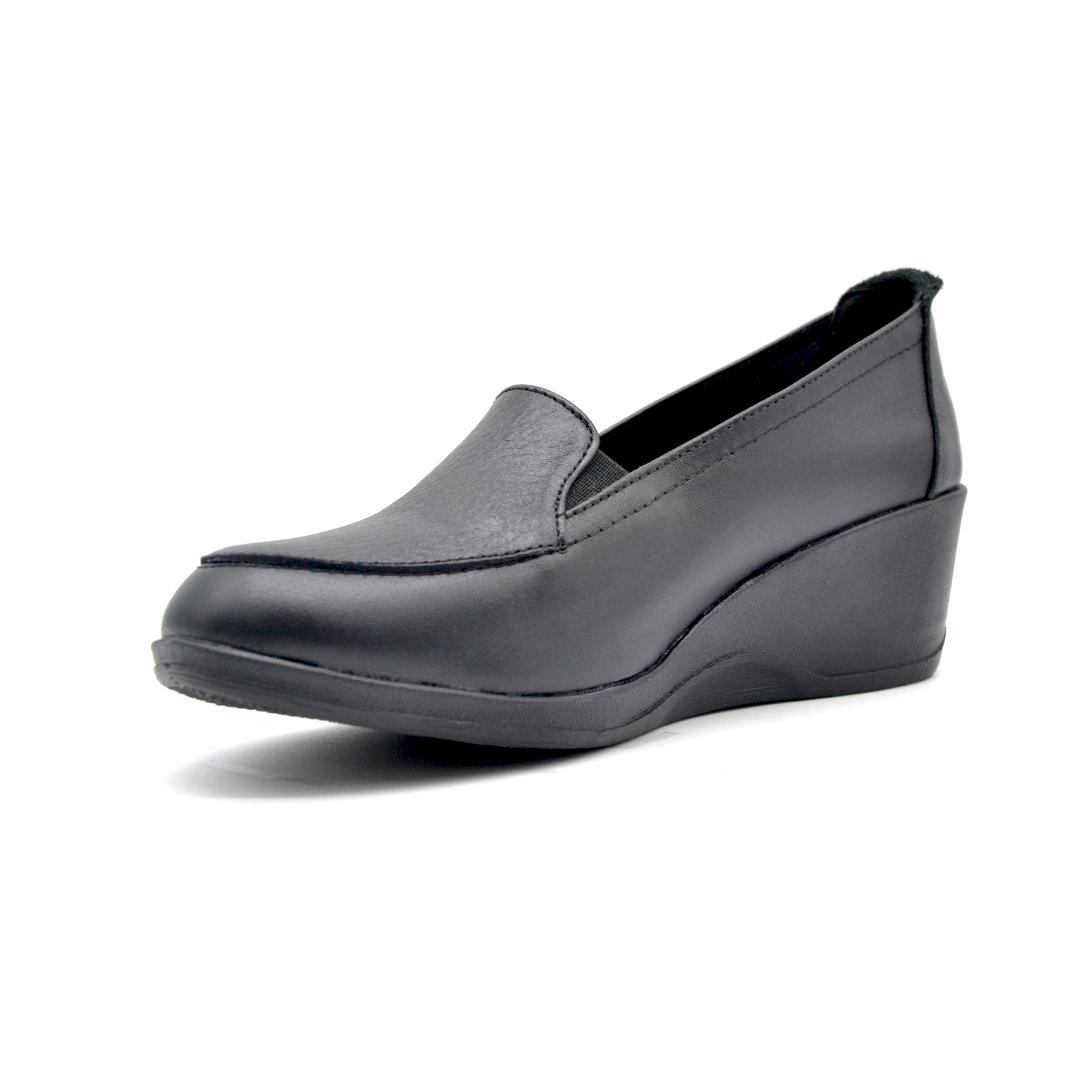 ShoeBox Orthopedic Rocky shoe, 5 cm heel, genuine leather, model 63, black