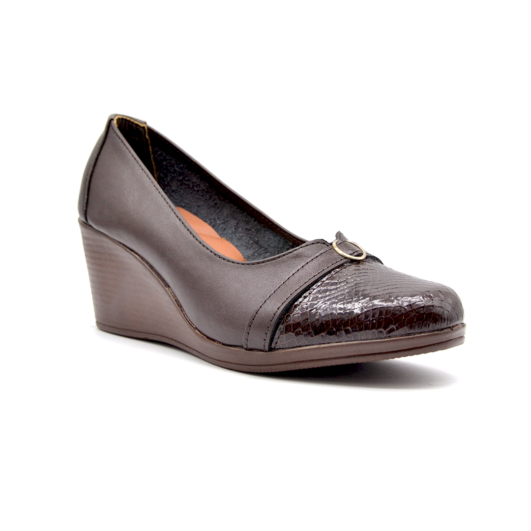 ShoeBox Orthopedic Rocky shoe, 6 cm heel, genuine leather, model 64, brown