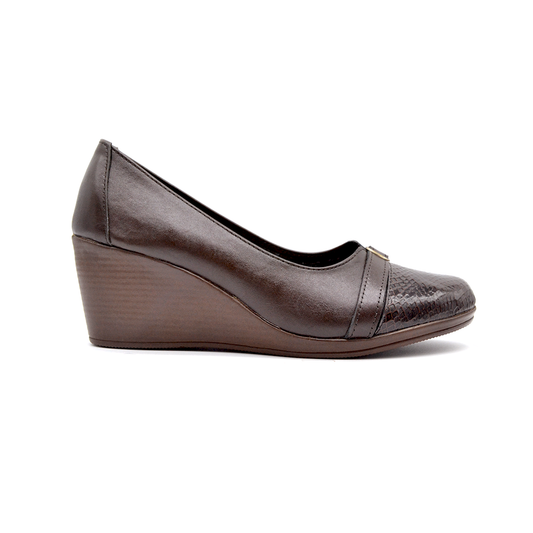 ShoeBox Orthopedic Rocky shoe, 6 cm heel, genuine leather, model 64, brown