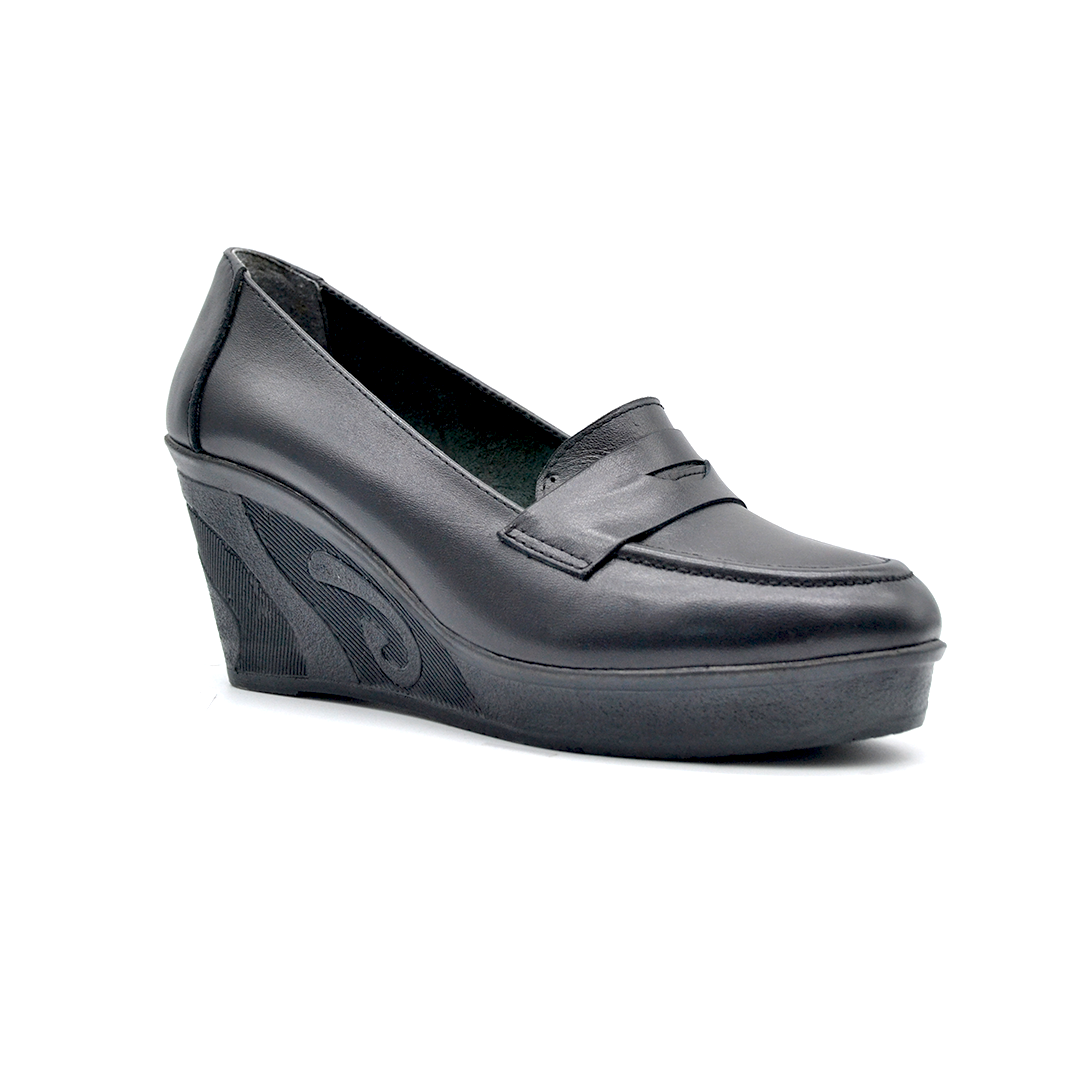 ShoeBox Orthopedic Rocky shoe, 6 cm heel, genuine leather, model 65, black