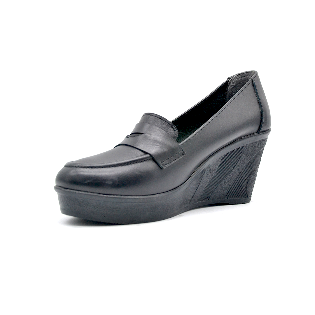 ShoeBox Orthopedic Rocky shoe, 6 cm heel, genuine leather, model 65, black