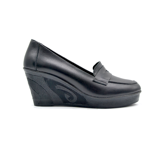 ShoeBox Orthopedic Rocky shoe, 6 cm heel, genuine leather, model 65, black