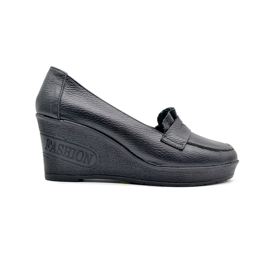 ShoeBox Orthopedic Rocky shoe, 6 cm heel, genuine leather, model 66, black