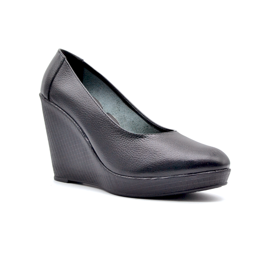 ShoeBox Orthopedic Rocky shoe, 10 cm heel, genuine leather, model 67, black