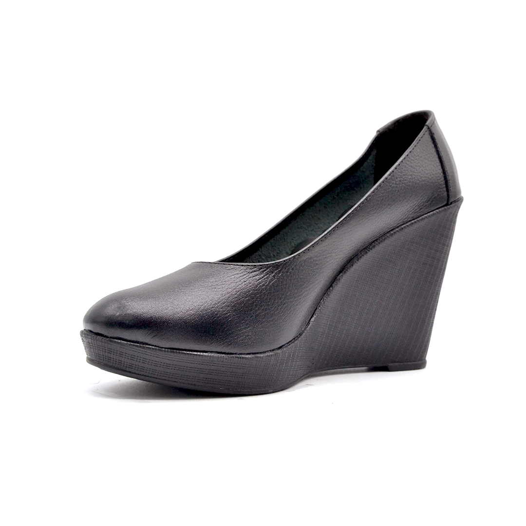 ShoeBox Orthopedic Rocky shoe, 10 cm heel, genuine leather, model 67, black