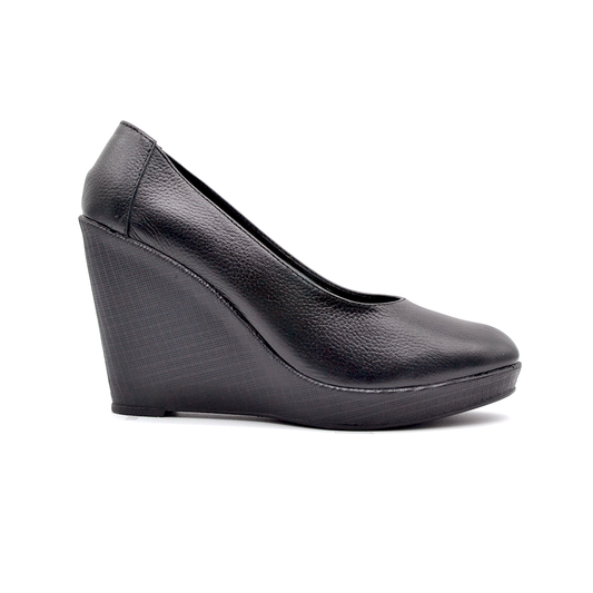ShoeBox Orthopedic Rocky shoe, 10 cm heel, genuine leather, model 67, black