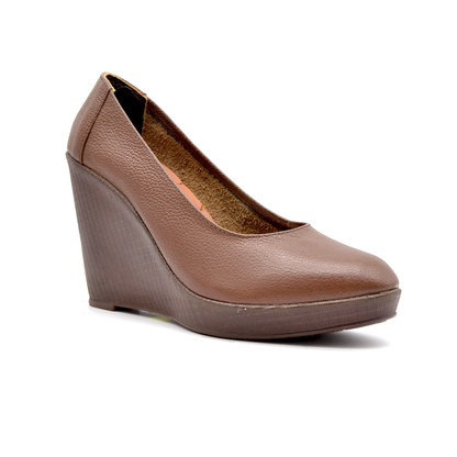 ShoeBox Orthopedic Rocky shoe, 10 cm heel, genuine leather, model 67, honey