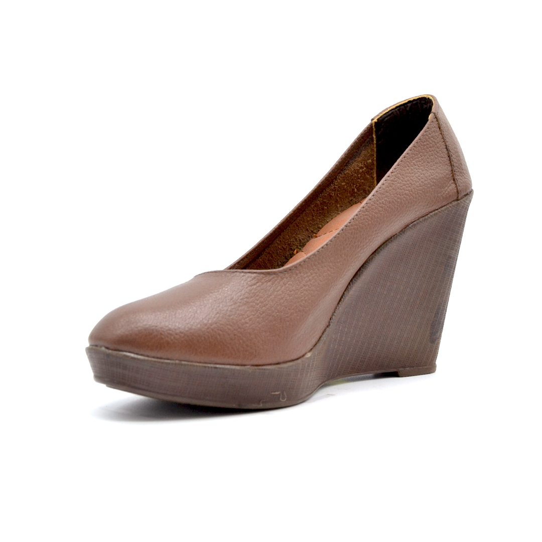 ShoeBox Orthopedic Rocky shoe, 10 cm heel, genuine leather, model 67, honey