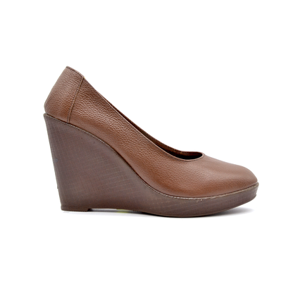 ShoeBox Orthopedic Rocky shoe, 10 cm heel, genuine leather, model 67, honey