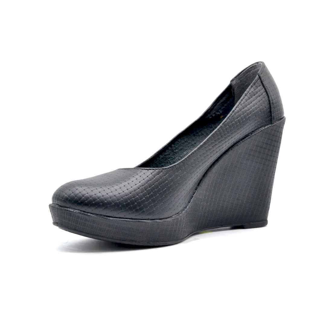 ShoeBox Orthopedic Rocky shoe, 10 cm heel, genuine leather, model 68, black