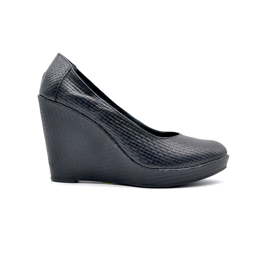 ShoeBox Orthopedic Rocky shoe, 10 cm heel, genuine leather, model 68, black