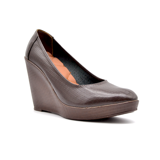 ShoeBox Orthopedic Rocky shoe, 10 cm heel, genuine leather, model 68, brown