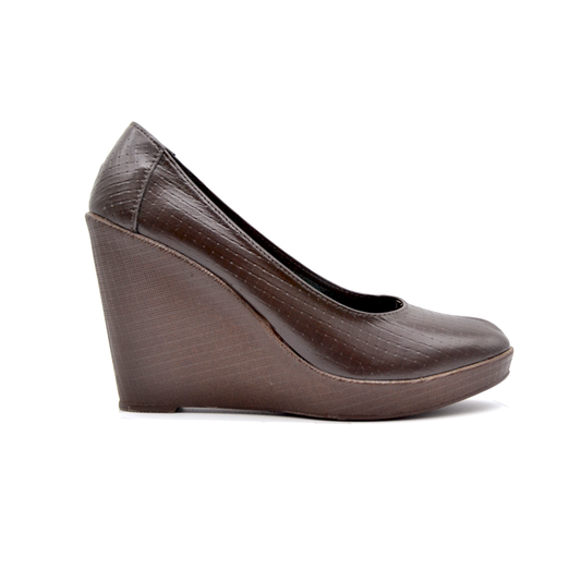 ShoeBox Orthopedic Rocky shoe, 10 cm heel, genuine leather, model 68, brown
