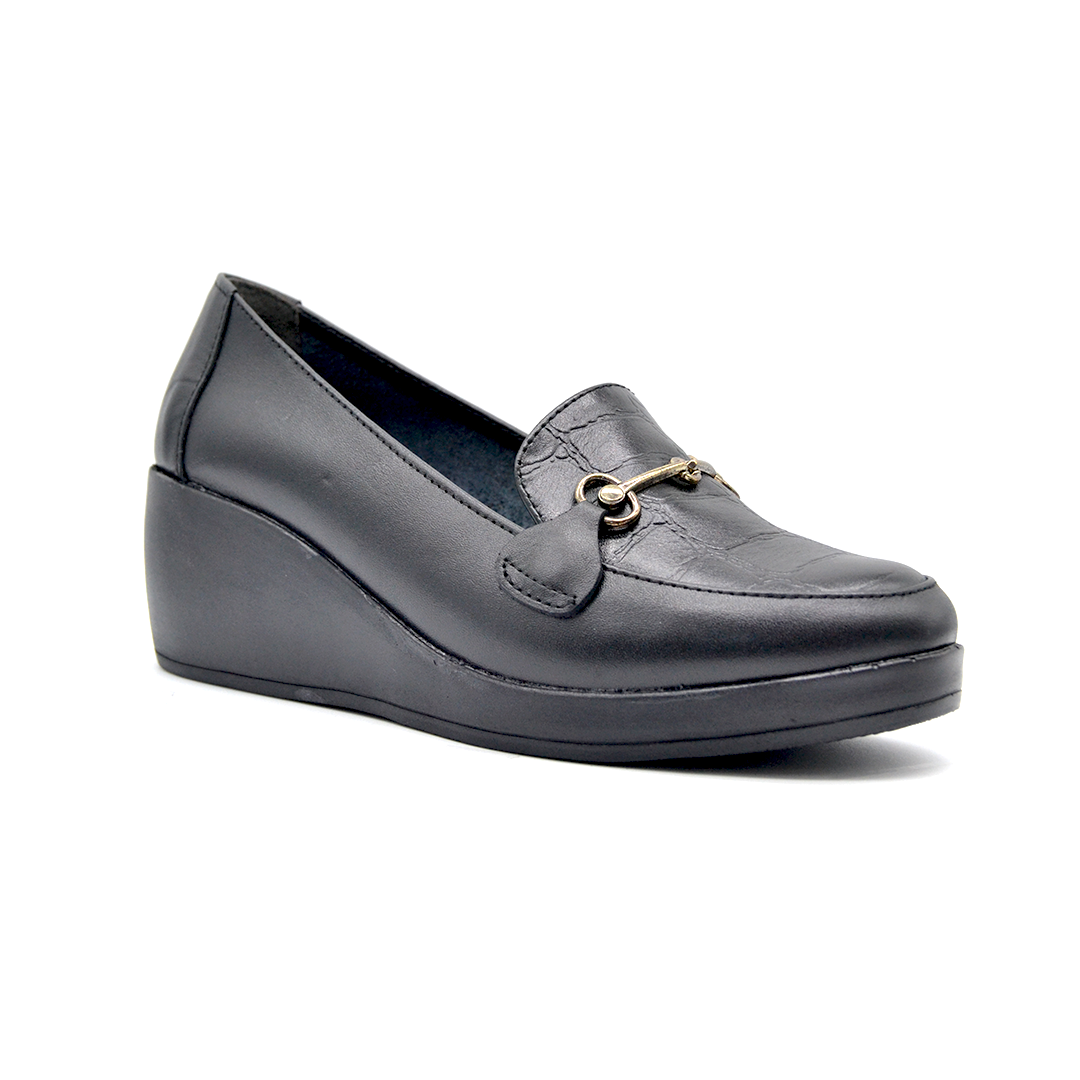 ShoeBox Orthopedic Rocky shoe, 6 cm heel, genuine leather, model 91, black