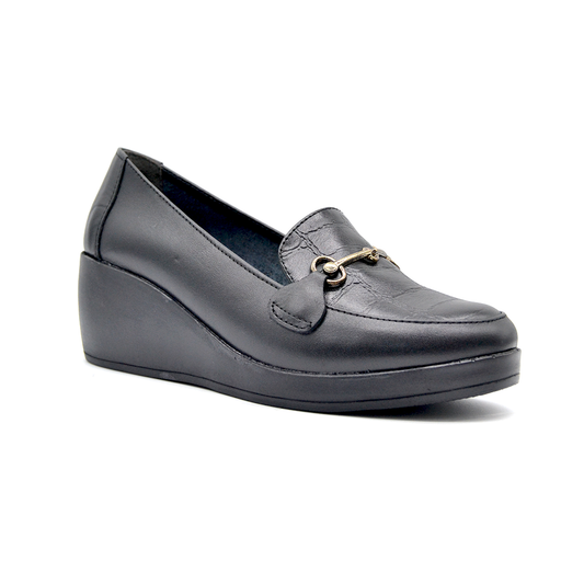 ShoeBox Orthopedic Rocky shoe, 6 cm heel, genuine leather, model 91, black