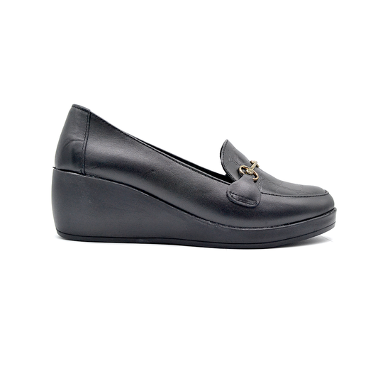 ShoeBox Orthopedic Rocky shoe, 6 cm heel, genuine leather, model 91, black