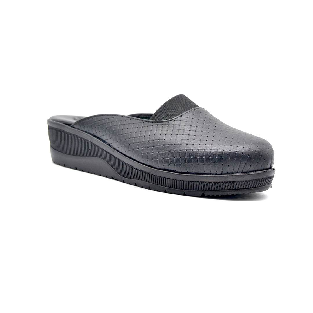 ShoeBox Orthopedic Sabo clog, 2 cm heel, genuine leather, model 100, black