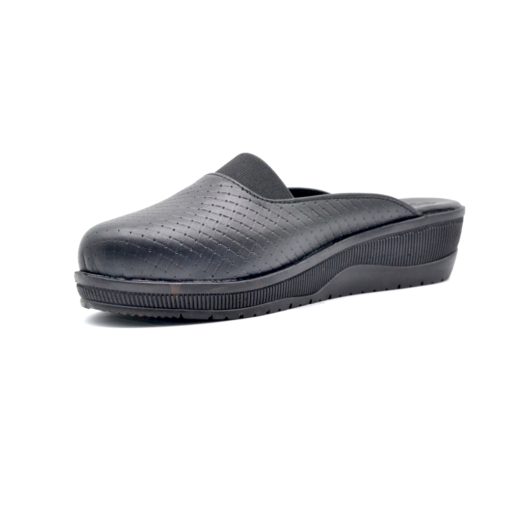 ShoeBox Orthopedic Sabo clog, 2 cm heel, genuine leather, model 100, black