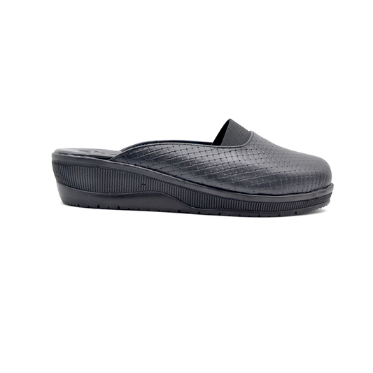 ShoeBox Orthopedic Sabo clog, 2 cm heel, genuine leather, model 100, black